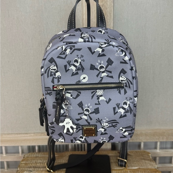 Dooney & Bourke Black and White Cartoon Print Backpack - Picture 1 of 12